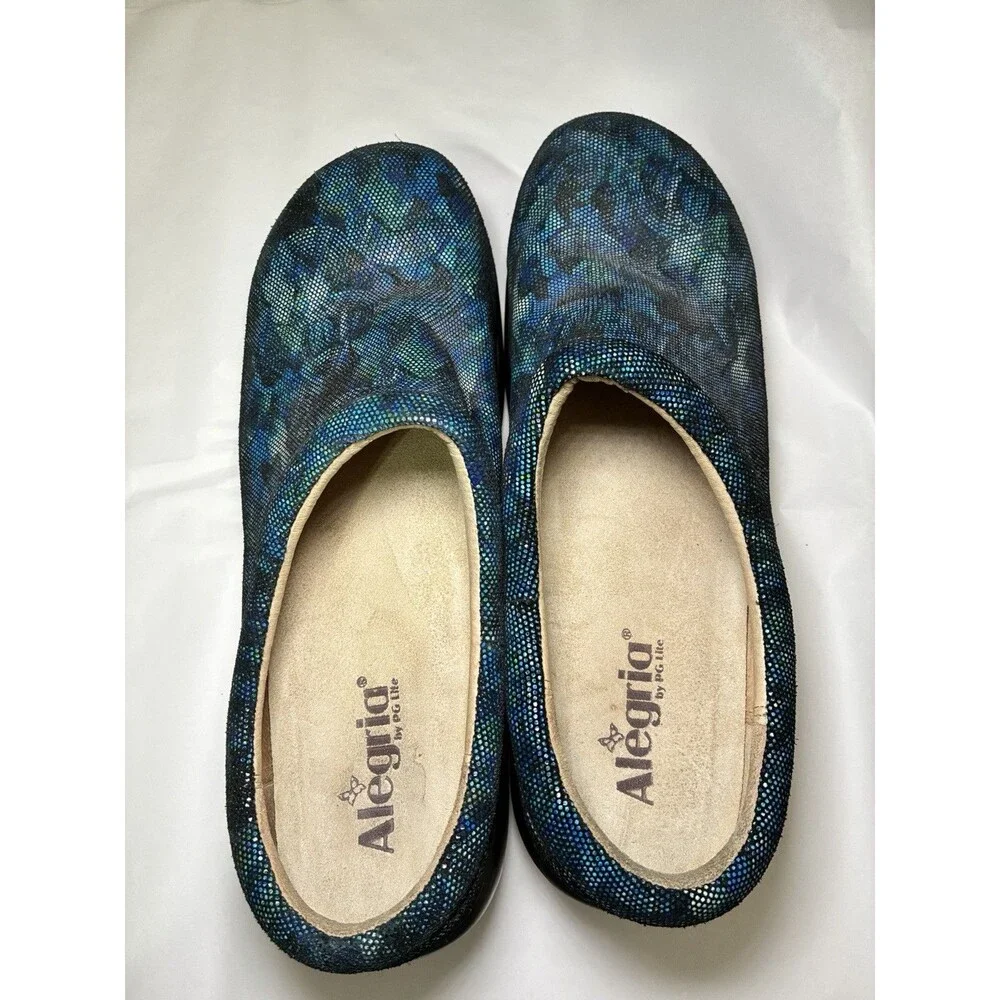Alegria Kay 673 Womens Size 42/11.5 Slip On Snakeskin Shimmer Leather Clogs